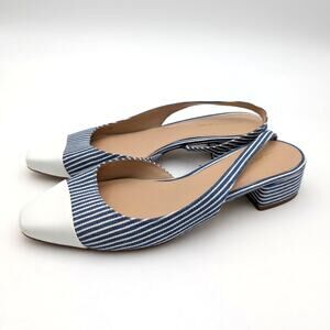 Veronica Beard Cecile Slingbacks Pumps Womens Medium Blue & White Size US7M EU37